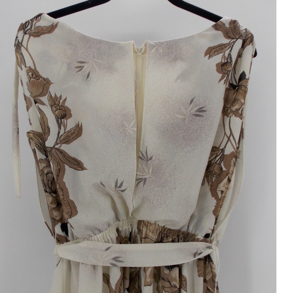 Vintage Mary Martin Cream Floral Cowl Neck Sleevelesss Midi Dress MEDIUM 70s - Picture 8 of 8